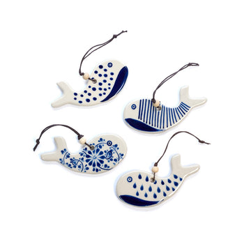 Set 4 addobbi Balena Twinkle ceramica