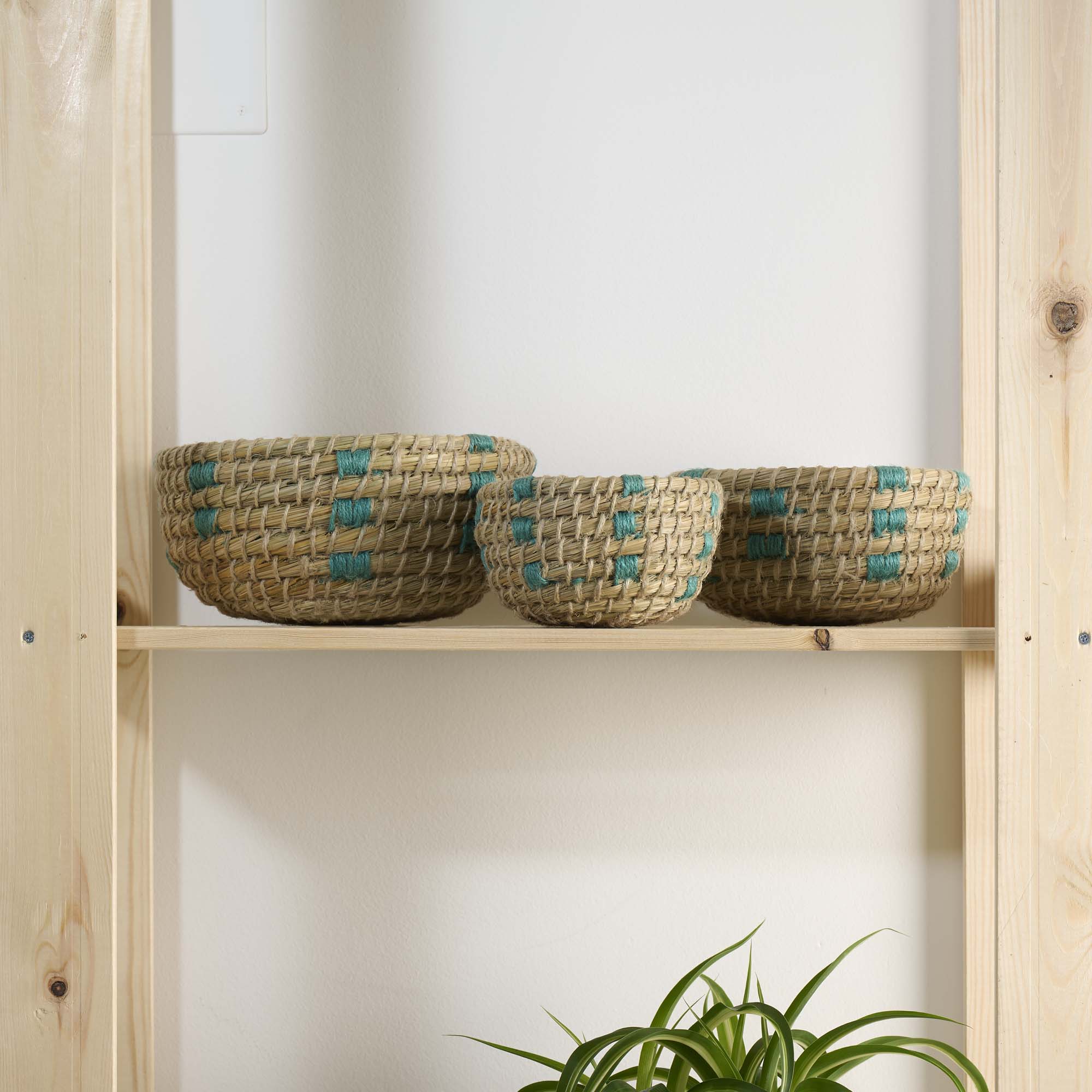 Set 3 cesti Teal fibra