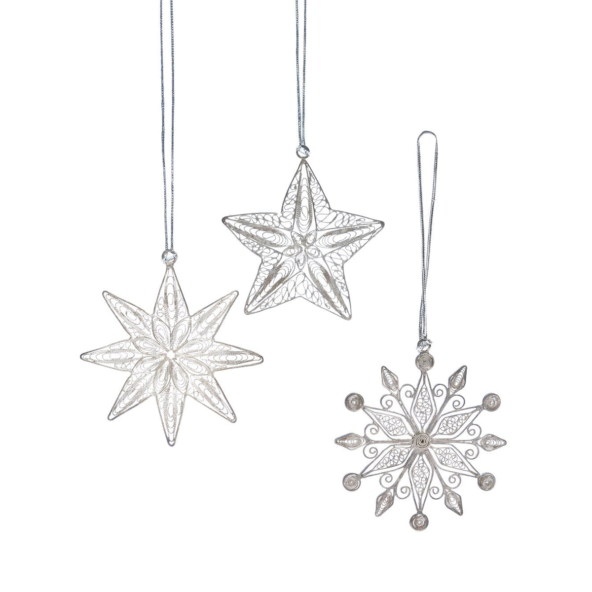 Set 3 stelle Filigrana rame