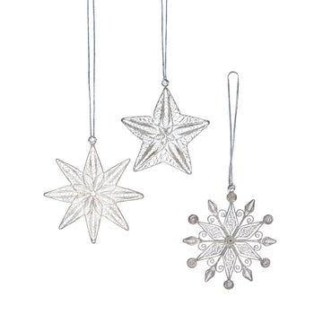 Set 3 stelle Filigrana rame